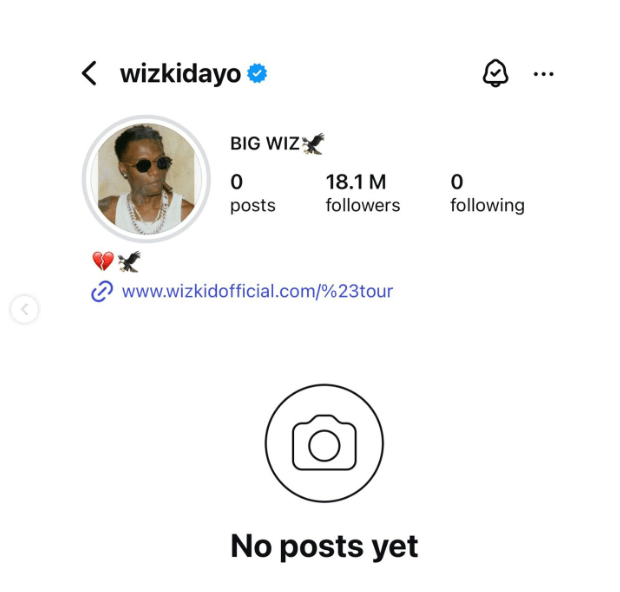 Wizkid deletes IG posts